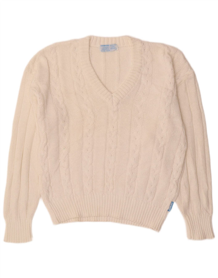 CARRERA Jersey con Cuello en V para Hombre Small White Cotton