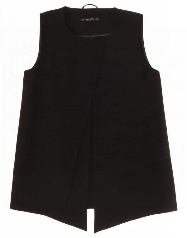 Zara Mujer Chaleco Largo Asimétrico UK 40 Small Negro