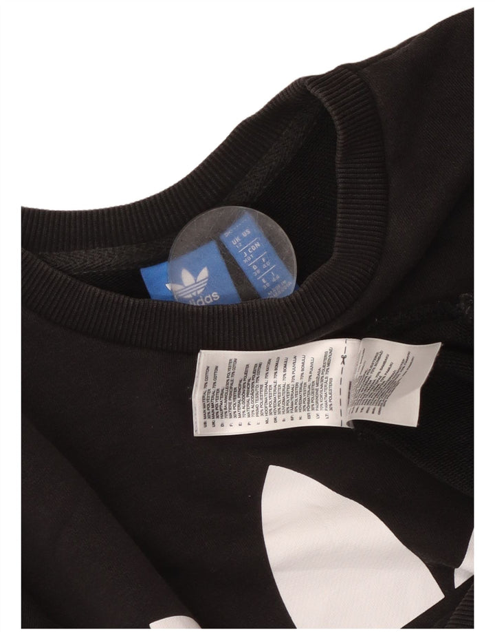 Adidas Sudadera de gran tamaño con gráfico para mujer UK 12 Medium Black Cotton