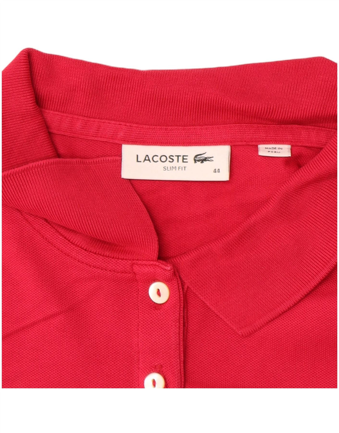 LACOSTE Polo de manga larga ajustado para mujer talla 44 algodón rosa grande