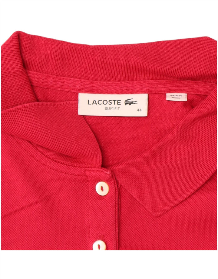 LACOSTE Polo de manga larga ajustado para mujer talla 44 algodón rosa grande