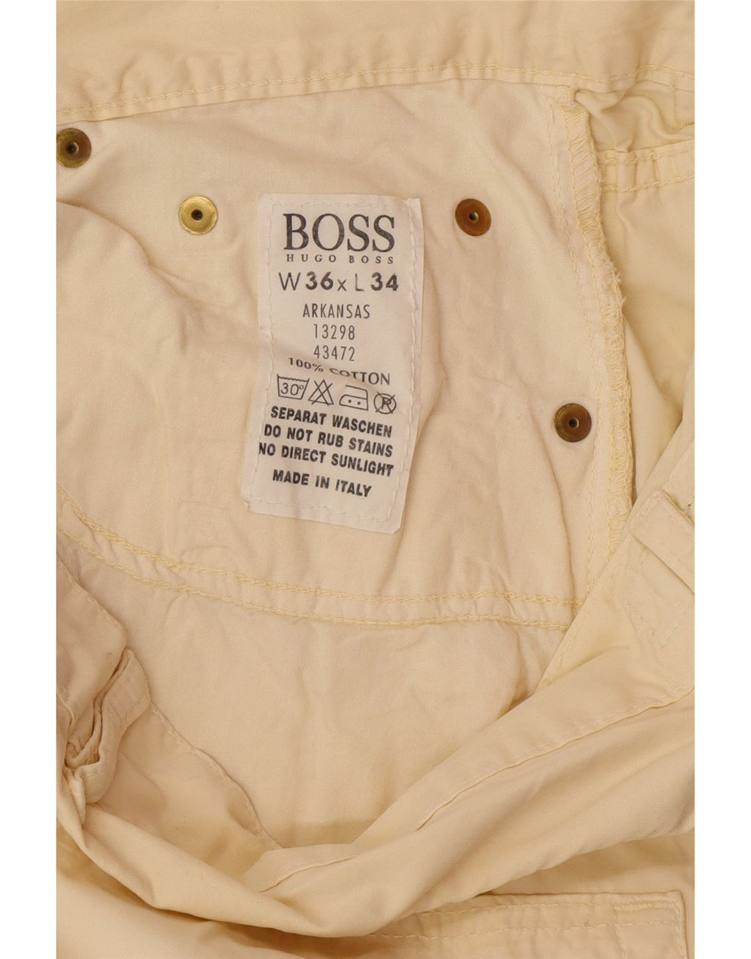 HUGO BOSS Pantalones casuales rectos Arkansas para hombre W36 L34 Algodón blanco roto
