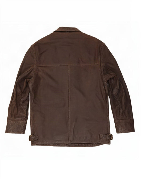 Vintage hombres chaqueta de cuero Reino Unido 36 pequeño marrón