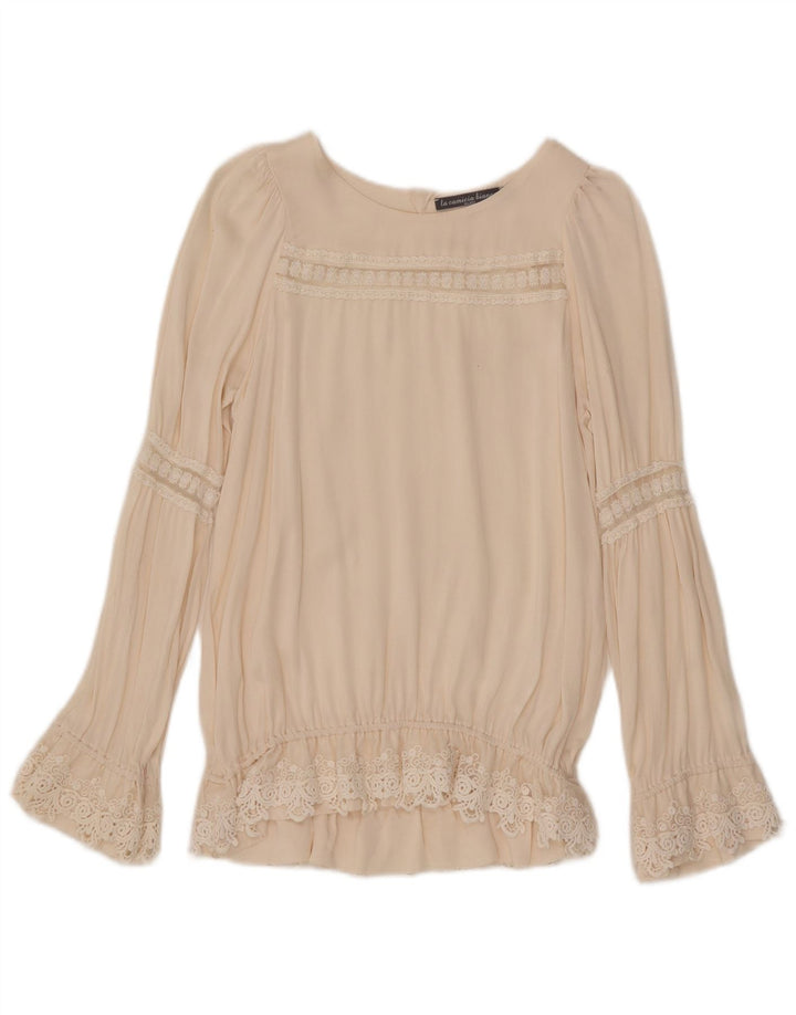 Blusa vintage de manga larga para mujer Top IT 40 Small Off White