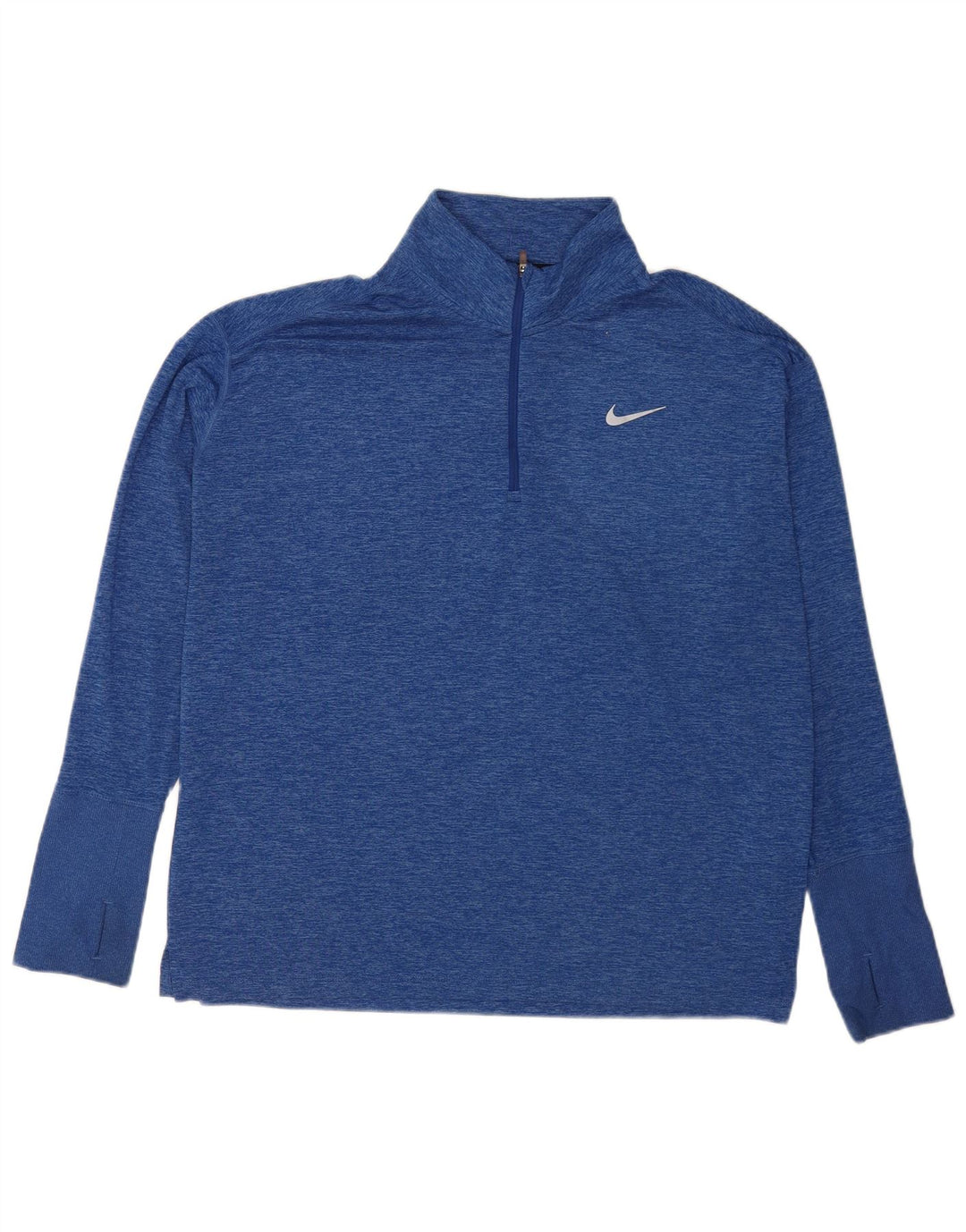 Nike Hombre Running Zip Neck Top Manga Larga XL Poliéster Moteado Azul
