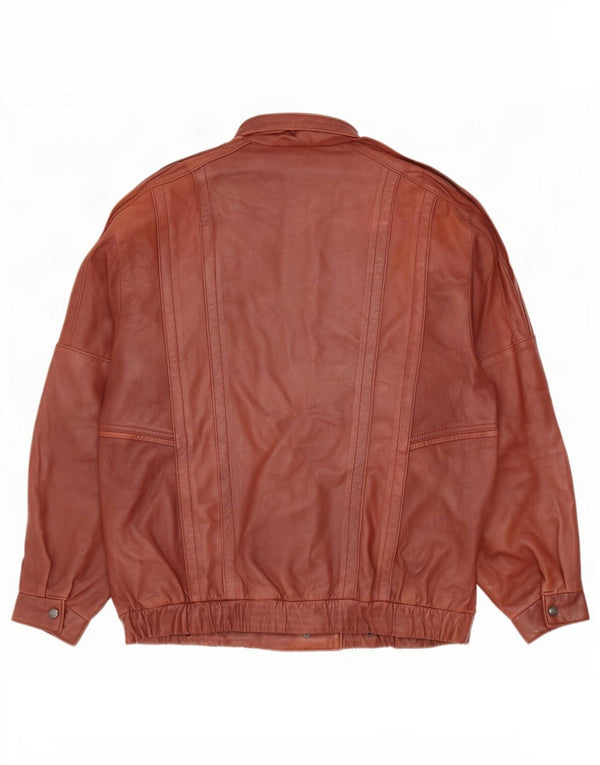 Chaqueta de cuero vintage para hombre IT 50 marrón grande