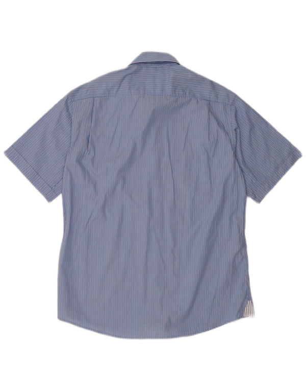 MC Neal Camisa de manga corta para hombre Algodón a rayas azules grandes