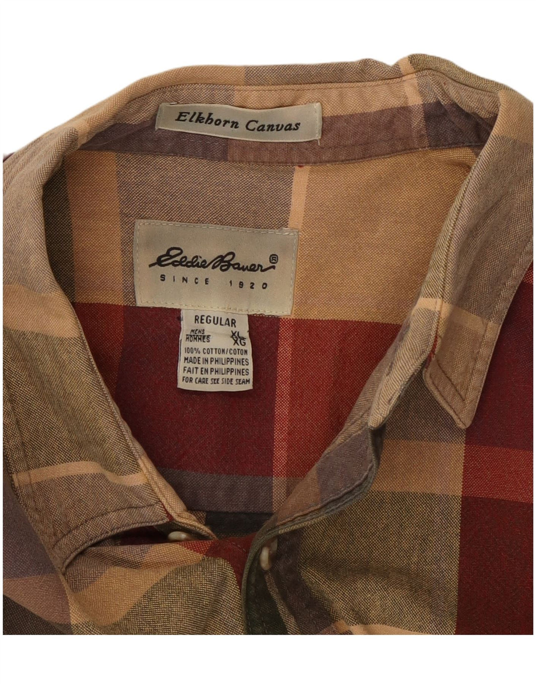 EDDIE BAUER Camisa Regular Fit Hombre XL Algodón A Cuadros Multicolor