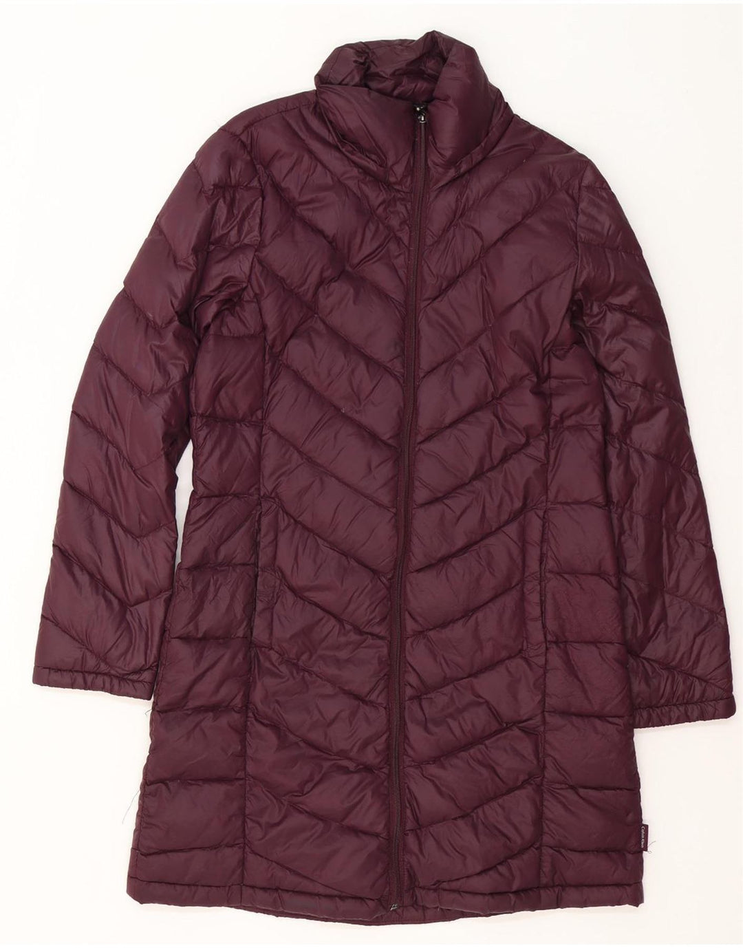Calvin Klein Abrigo acolchado para mujer UK 14 Medium Borgoña Nylon