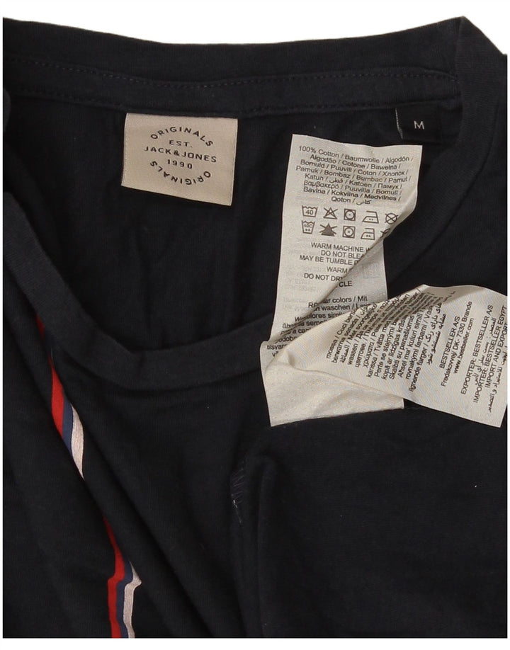Jack & Jones Hombre Camiseta Top Medium Azul Marino Rayas Algodón