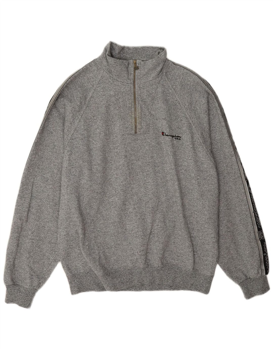 Champion Sudadera Con Cuello Y Cremallera Gráfica Para Hombre Jumper Large Gris Colorblock