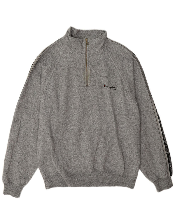 Champion Sudadera Con Cuello Y Cremallera Gráfica Para Hombre Jumper Large Gris Colorblock