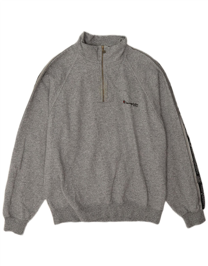 Champion Sudadera Con Cuello Y Cremallera Gráfica Para Hombre Jumper Large Gris Colorblock
