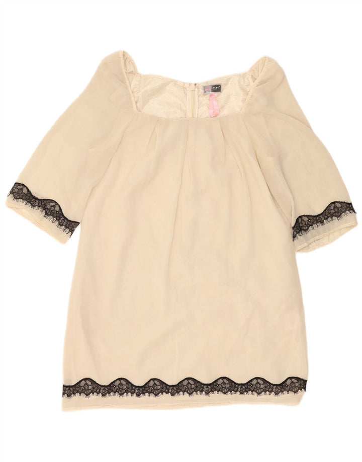 Lipsy Vestido recto de manga 3/4 para mujer UK 44 Mediano Blanco Roto Poliéster