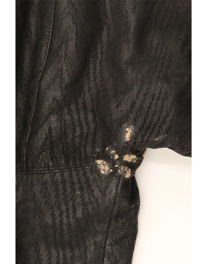 Vintage mujer chaqueta de cuero Reino Unido 18 XL negro