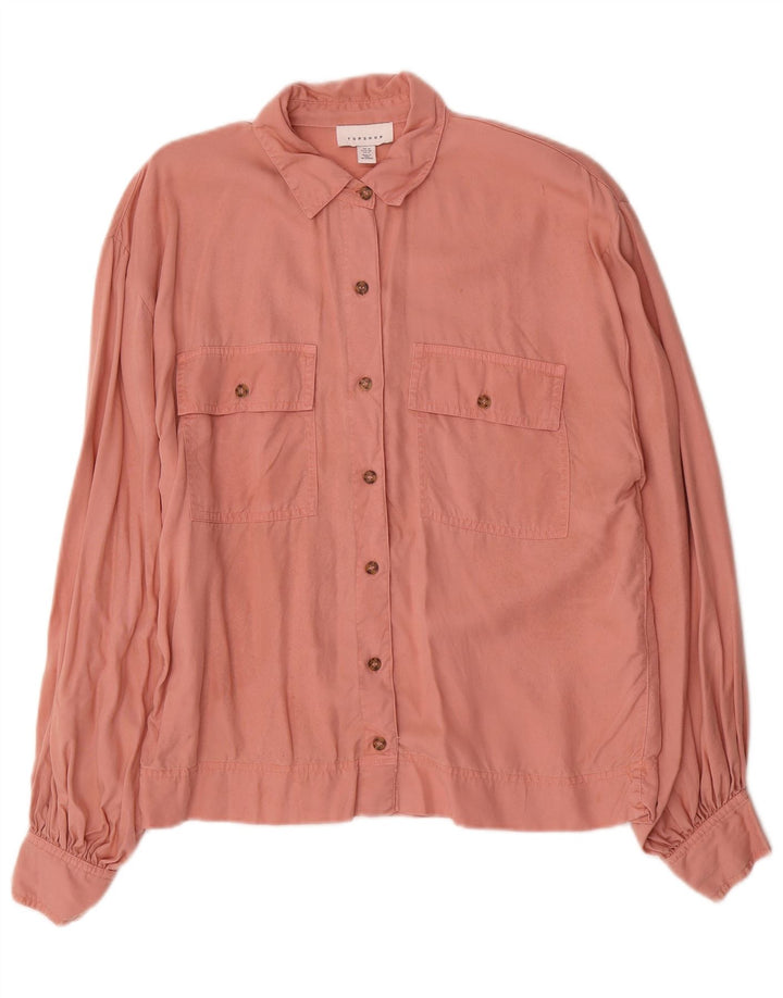Topshop Camisa extragrande para mujer UK 10 Small Pink Lyocell