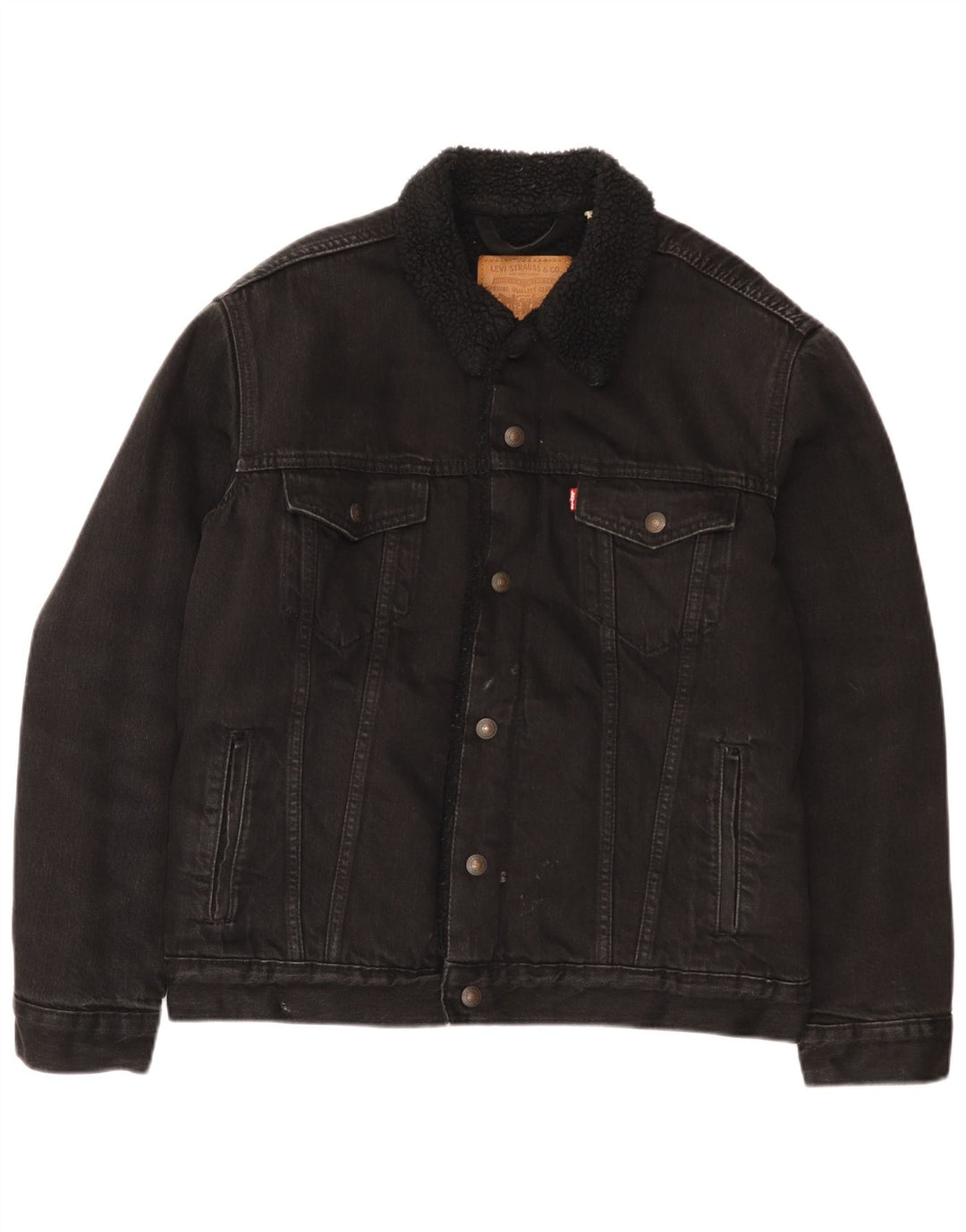 Levi's Chaqueta vaquera Sherpa para hombre UK 38 Mediana Algodón negro