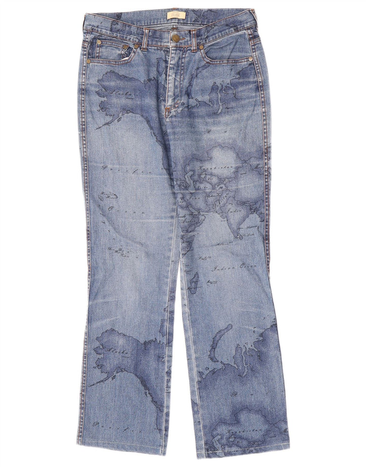 ALVIERO MARTINI Jeans con corte de bota gráfico para mujer W27 L27 Algodón azul