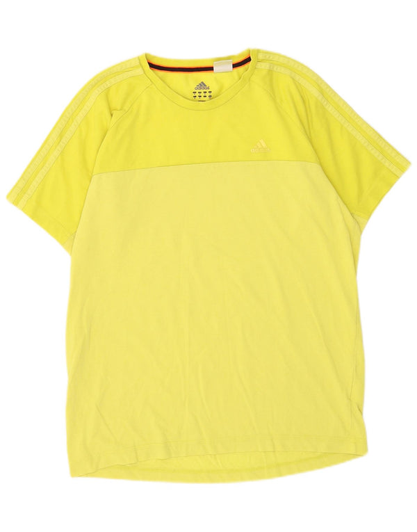 Adidas Hombre Climalite Camiseta Top Algodón Amarillo Medio