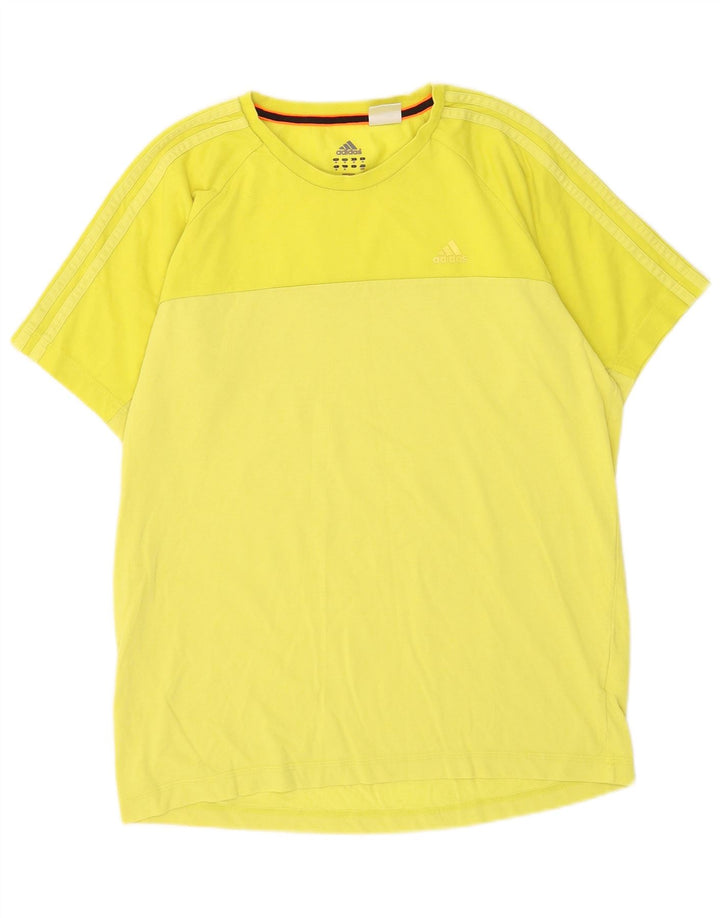 Adidas Hombre Climalite Camiseta Top Algodón Amarillo Medio