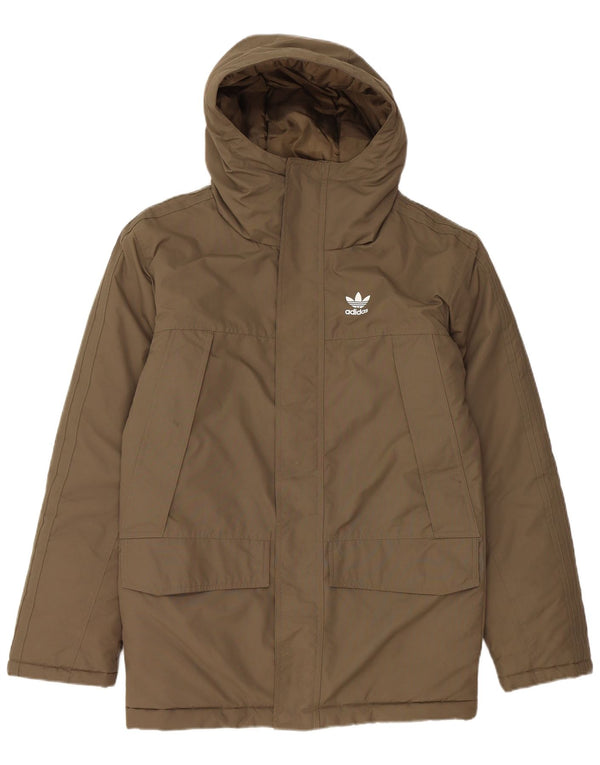 Adidas Chaqueta acolchada con capucha para hombre UK 34 XS Caqui Nylon