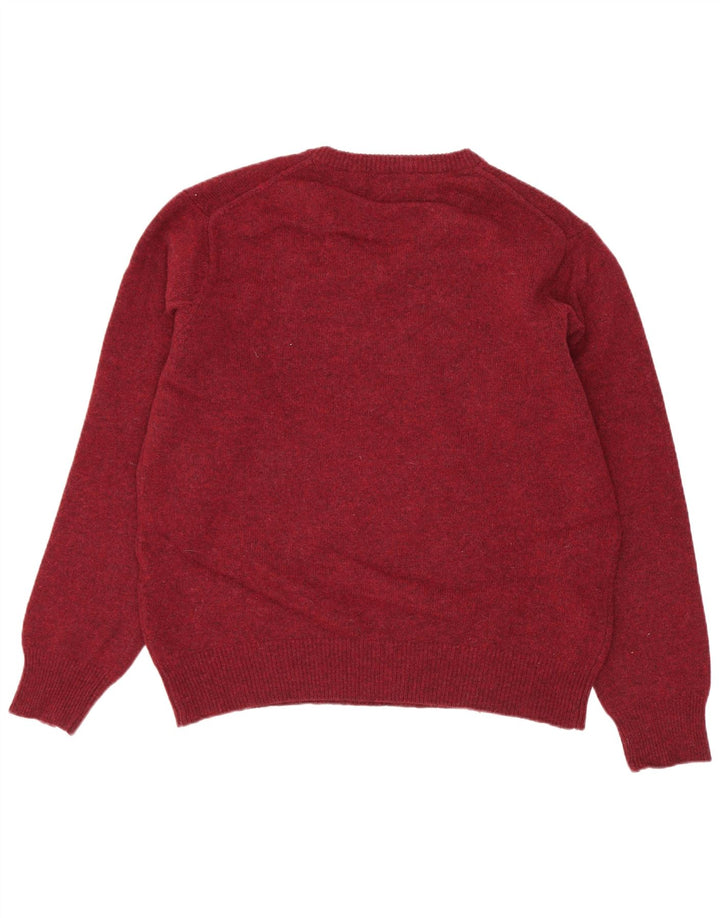 Gant Jersey con cuello en V de lana de cordero moteada en color burdeos medio