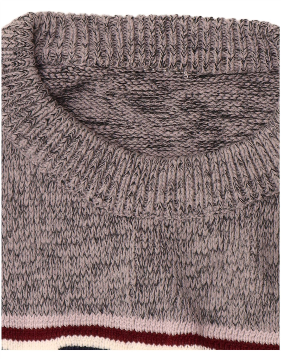 VINTAGE Hombres Crew Neck Jumper Suéter Grande Gris Geométrico