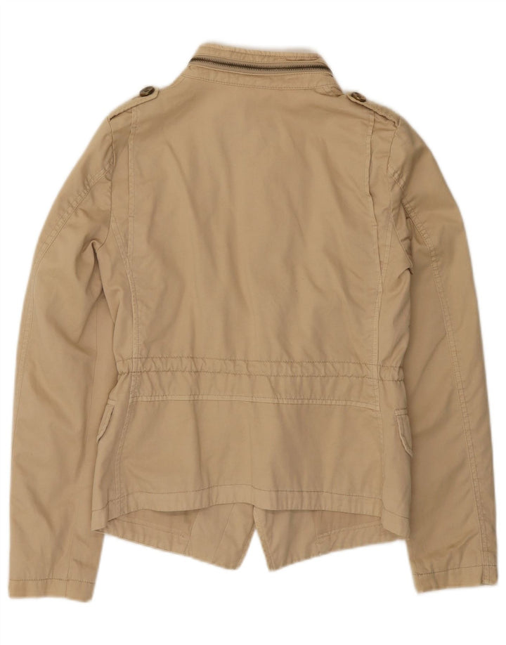 Zara Mujer Chaqueta Utilitaria UK 36 Small Beige Algodón