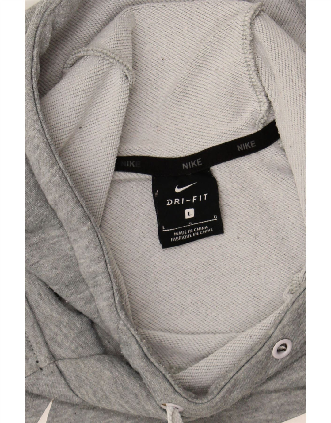 NIKE Mens Dri Fit Graphic Hoodie Jumper Large Grey Polyester Vintage Nike and Second-Hand Nike from Messina Hembry 