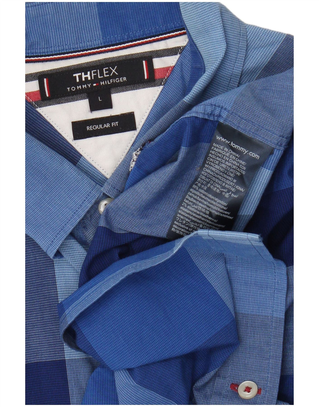 Camisa Tommy Hilfiger de corte regular para hombre de algodón a cuadros azul grande