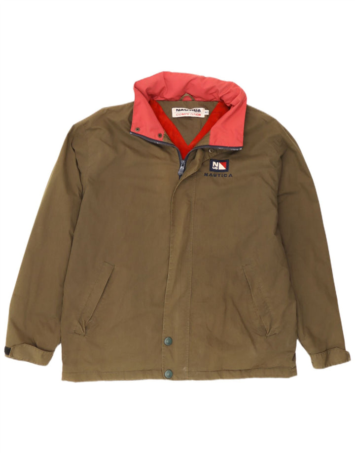 Nautica Chaqueta impermeable con capucha y gráfico para hombre UK 38 Poliéster caqui mediano
