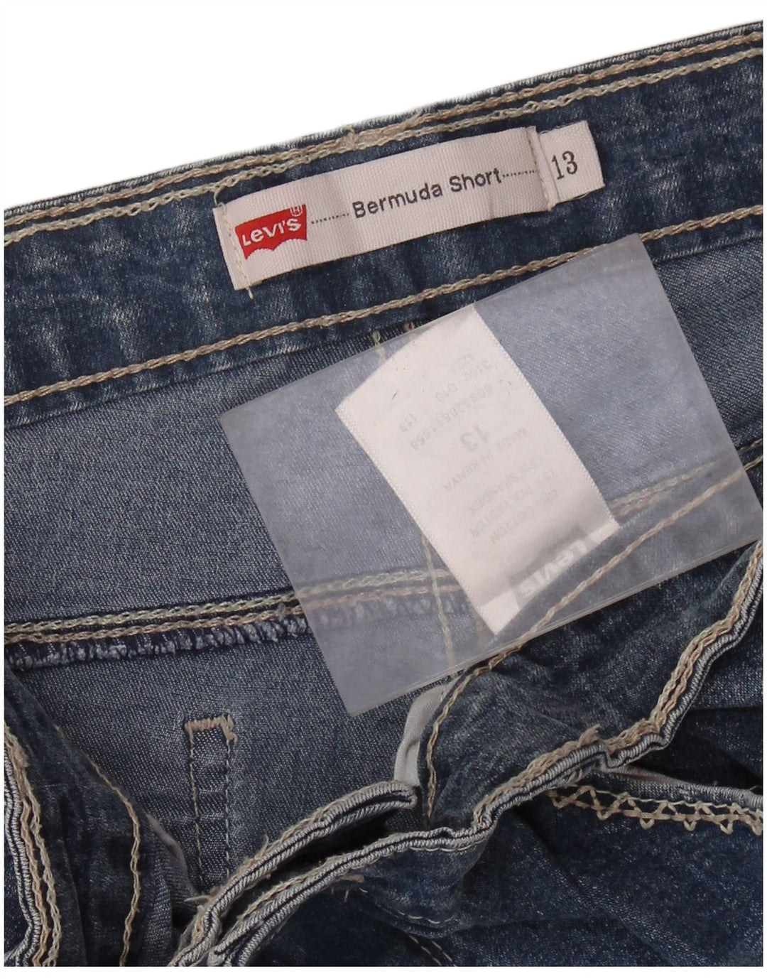 LEVI'S Bermudas de mezclilla desgastadas para mujer US 13 Grande W32 Algodón azul
