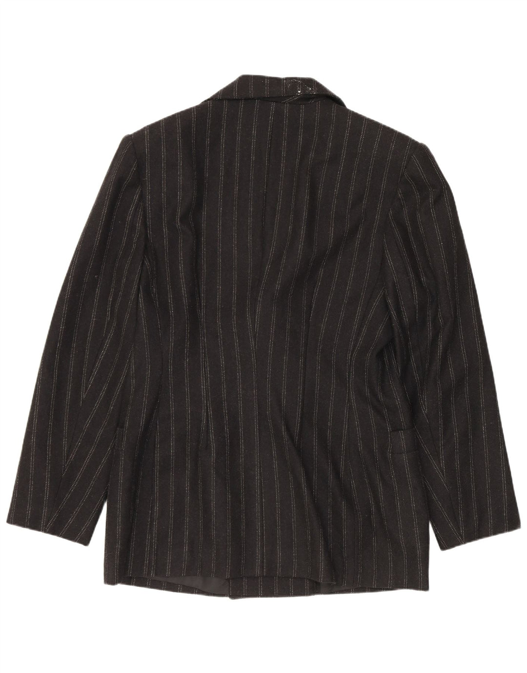 Vintage mujer chaqueta blazer de doble pecho IT 48 XL lana de rayas negras