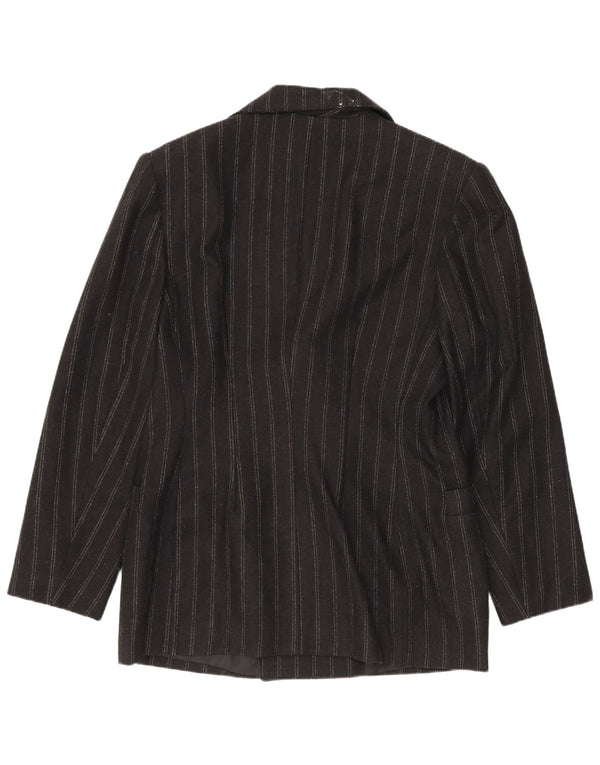 Vintage mujer chaqueta blazer de doble pecho IT 48 XL lana de rayas negras