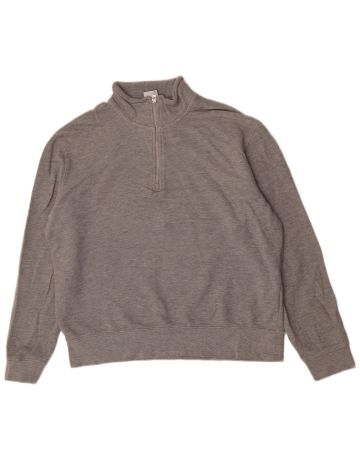 Zara Hombre Sudadera Con Cremallera Y Cuello Jumper XL Gris Algodón