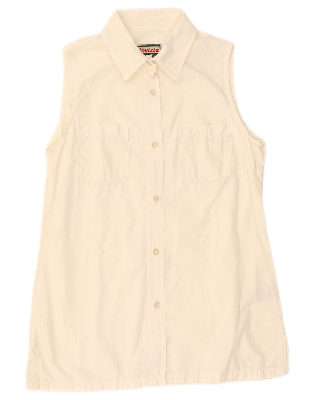 Camisa sin mangas para mujer Invicta UK 12 Medium White Cotton