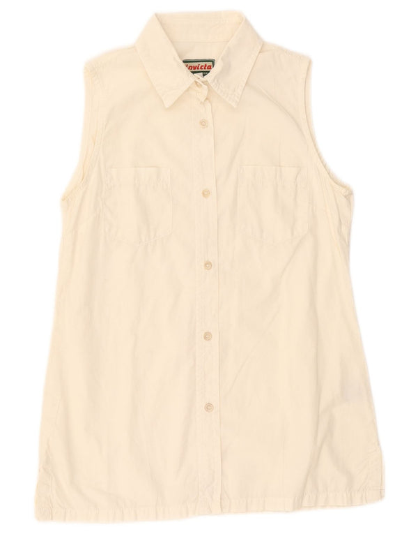 Camisa sin mangas para mujer Invicta UK 12 Medium White Cotton