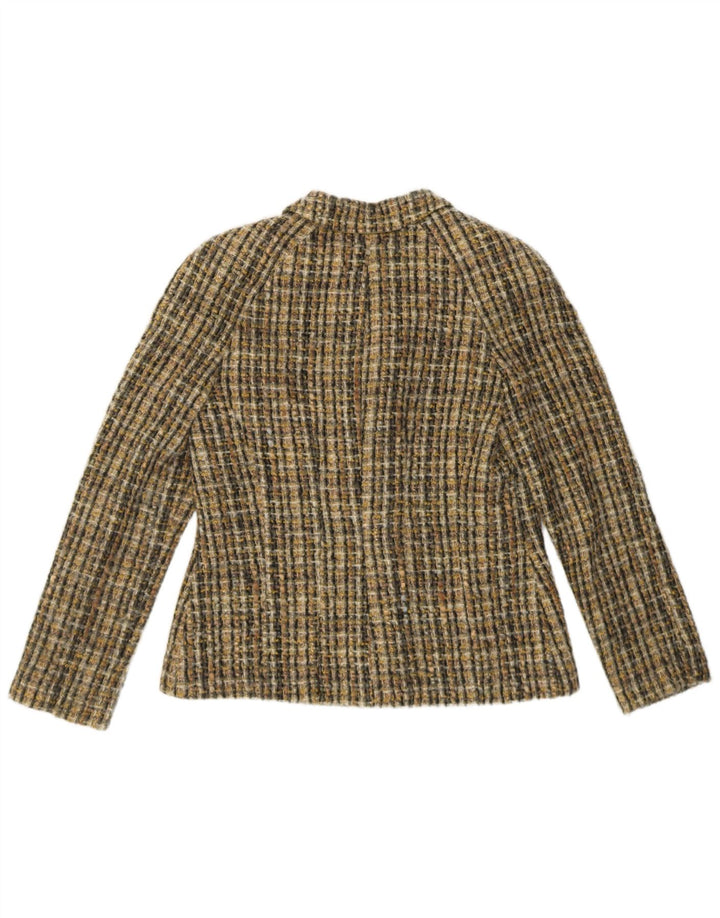 Luisa Spagnoli Chaqueta tipo blazer de 3 botones para mujer IT 46 Lana a cuadros caqui grande