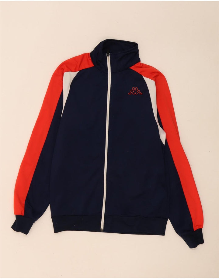 Kappa Hombre Chándal Top Chaqueta Small Azul Marino Colorblock Poliéster