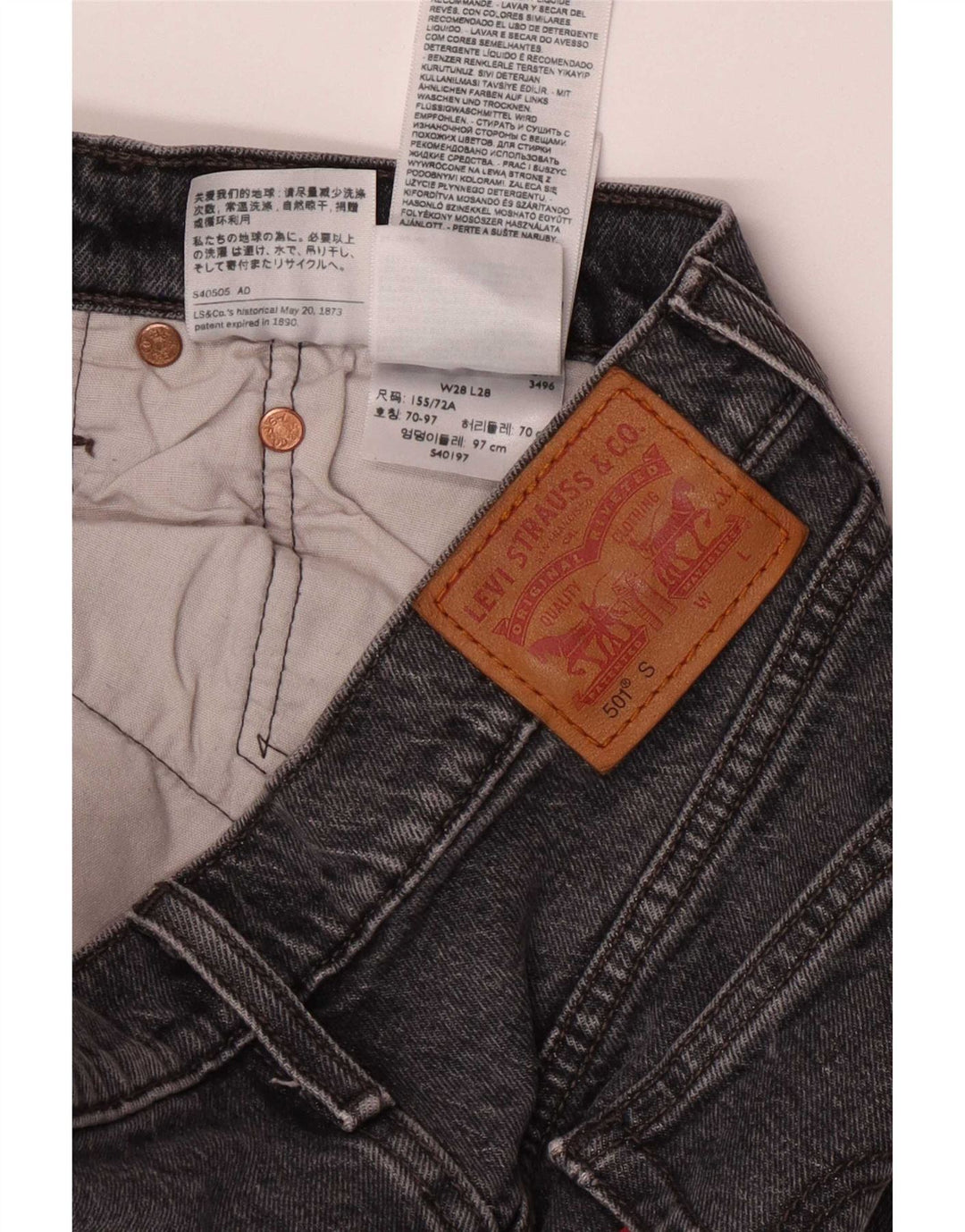 Vaqueros Levi's 501 Slim para mujer W28 L28 Algodón gris