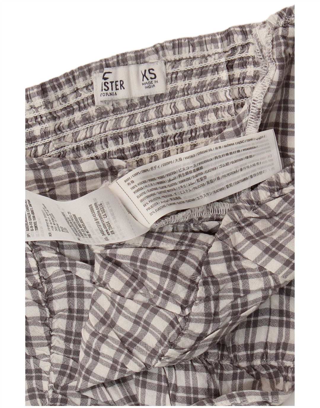 HOLLISTER Top corto para mujer UK 4 XS Viscosa a cuadros gris