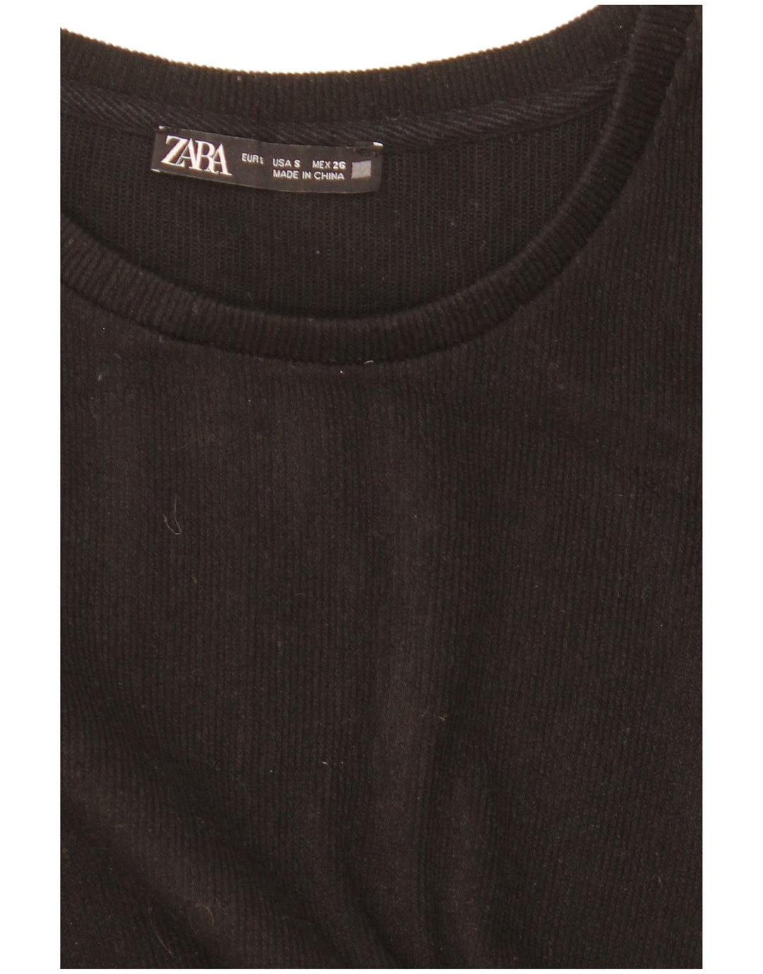 Zara Blusa Corta De Manga Larga De Gran Tamaño para Mujer UK 10 Small Black