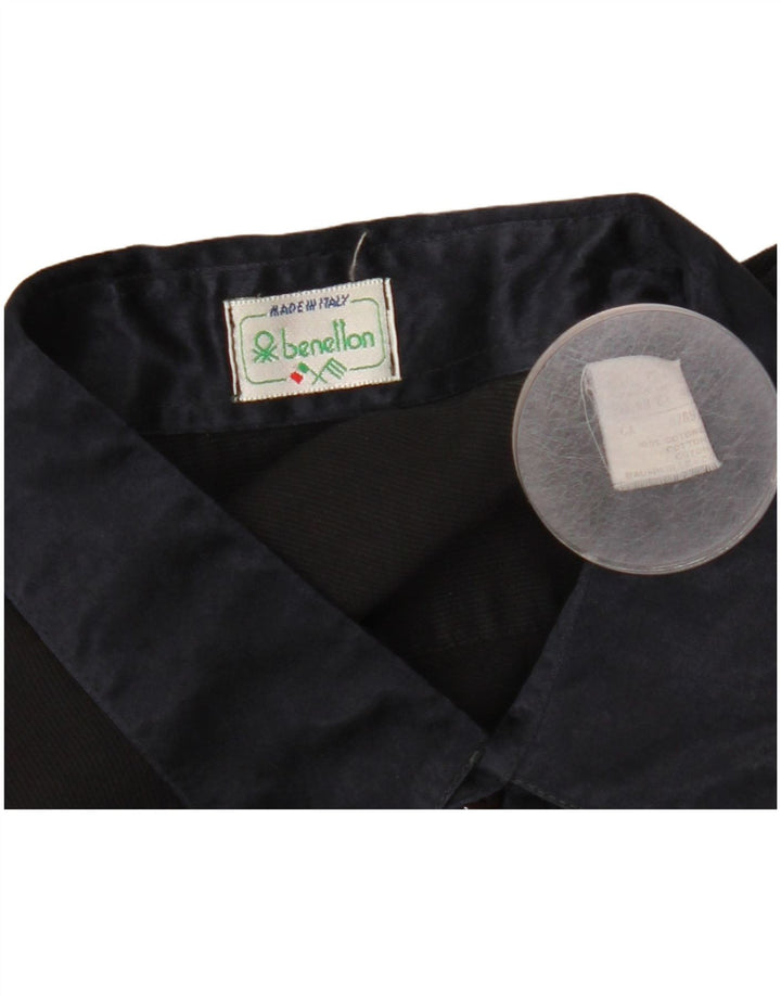 Camisa Benetton Hombre Grande Negro Algodón