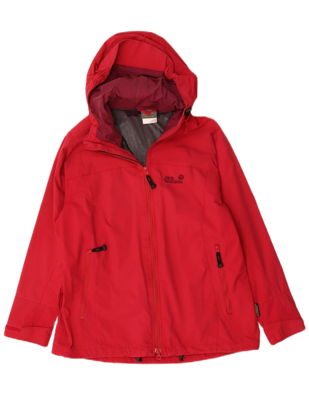 Jack Wolfskin Chaqueta impermeable con capucha para mujer UK 46 Large Red Polyamide