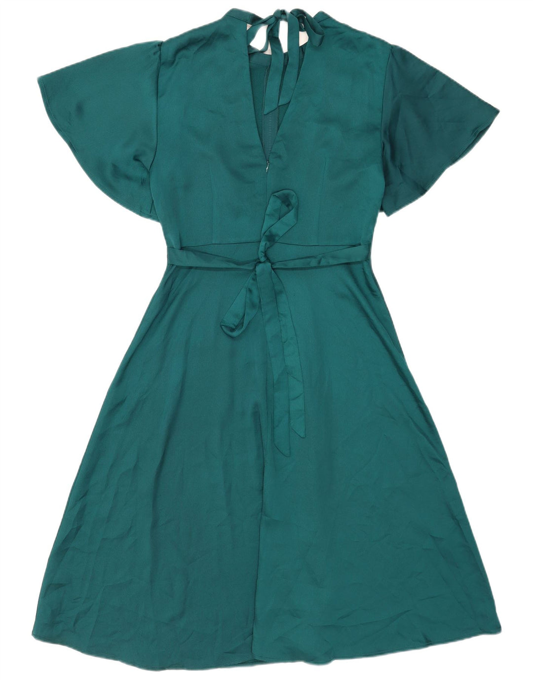 Oasis Vestido acampanado para mujer UK 42 Poliéster verde medio