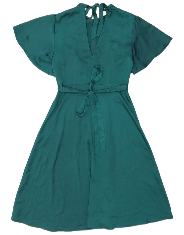 Oasis Vestido acampanado para mujer UK 42 Poliéster verde medio