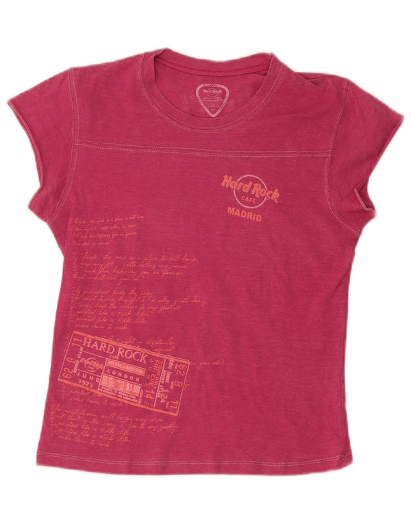 Hard Rock Cafe Mujer Madrid Graphic Camiseta Top UK 12 Medio Rosa Algodón