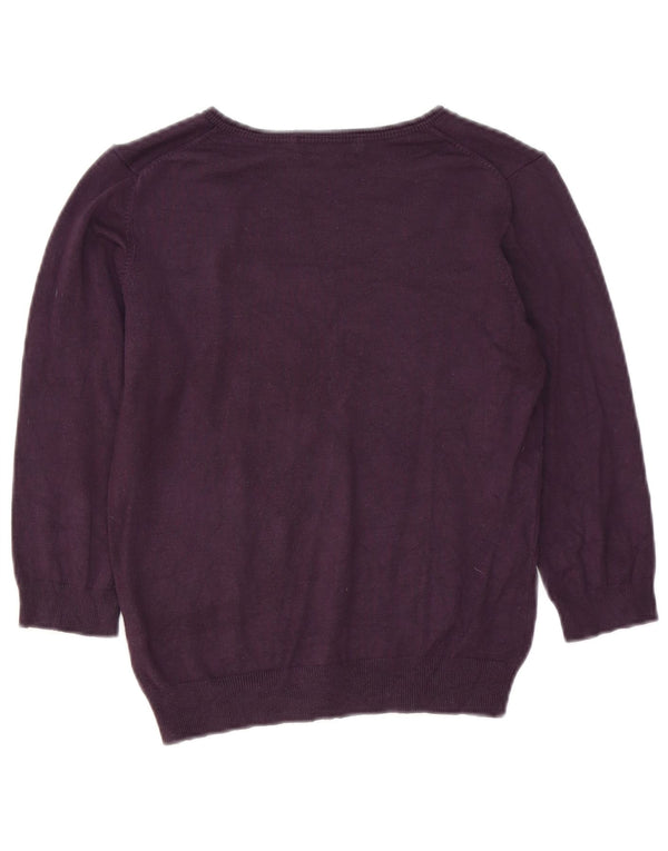 Marks & Spencer Suéter de Manga 3/4 con Cuello en V para Mujer UK 42 Medio Púrpura