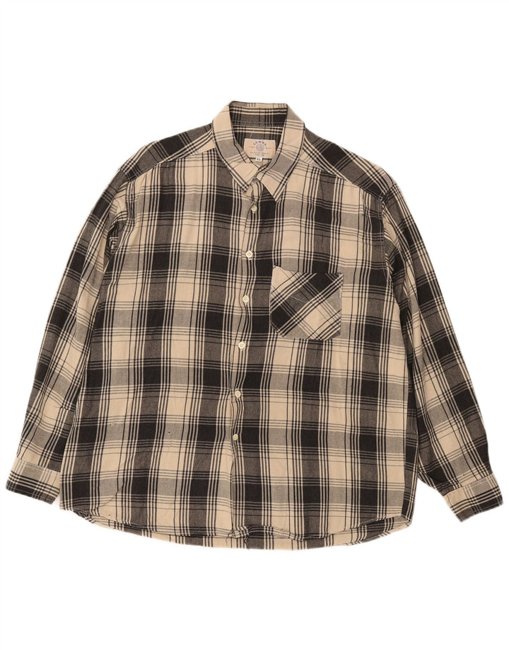 Camisa vintage a cuadros para hombre XL Beige Check