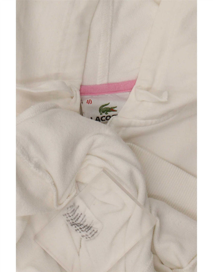 Lacoste Sudadera con capucha y cremallera para mujer Talla 40 Algodón blanco mediano